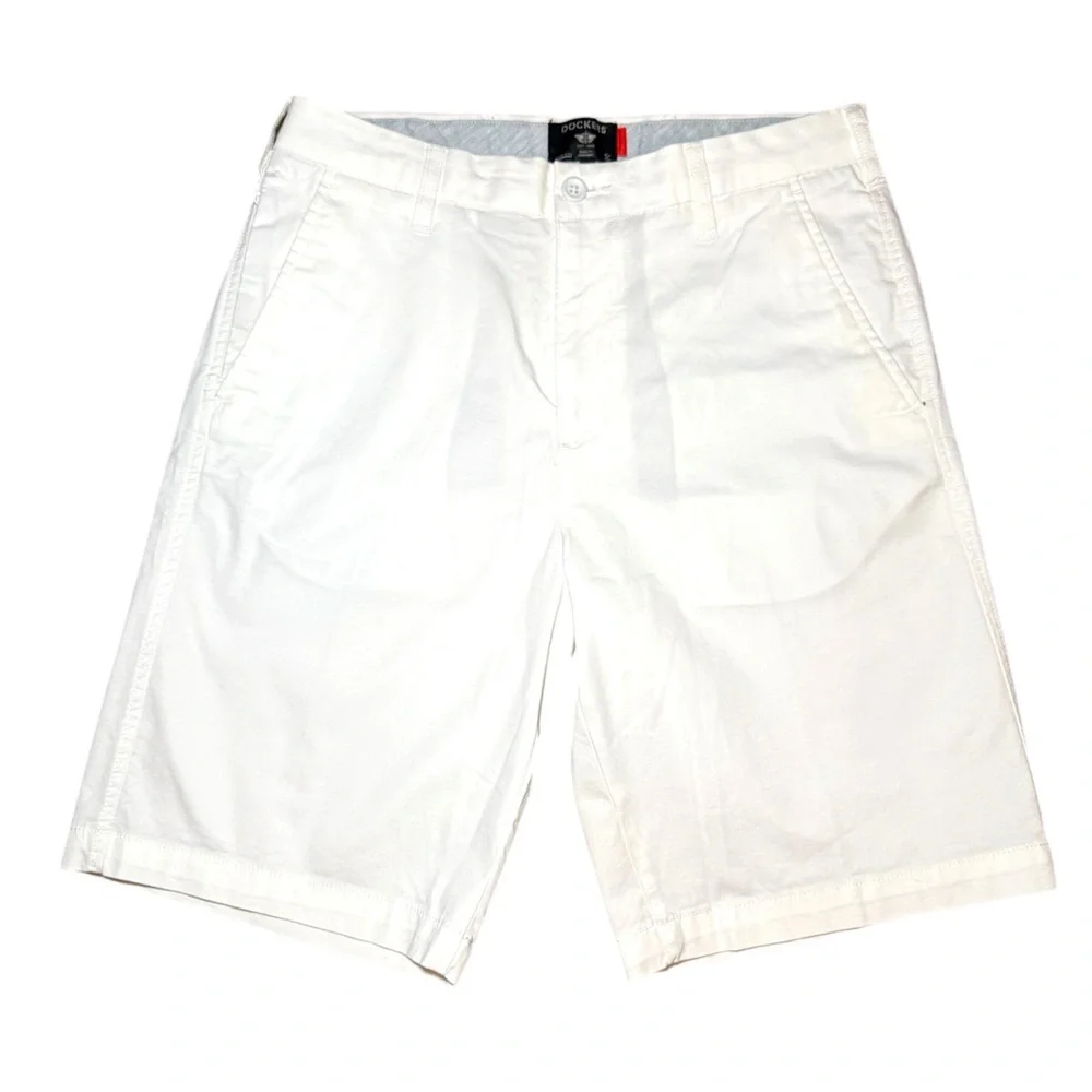 Dockers Mens Ultimate Short White Comfort Fit Size 30 Flat‎ Front Chino Shorts